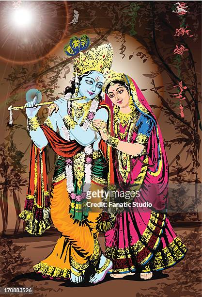 hindu god and goddess radha-krishna - hindu god krishna stock-grafiken, -clipart, -cartoons und -symbole