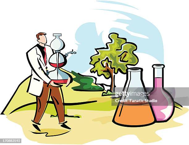 scientist performing experiments - man thinking outside stock illustrations