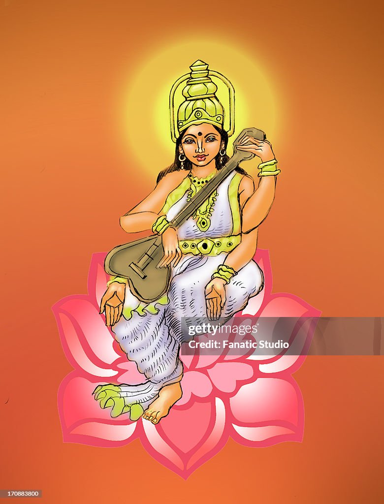 Hindu Goddess Saraswati High-Res Vector Graphic - Getty Images