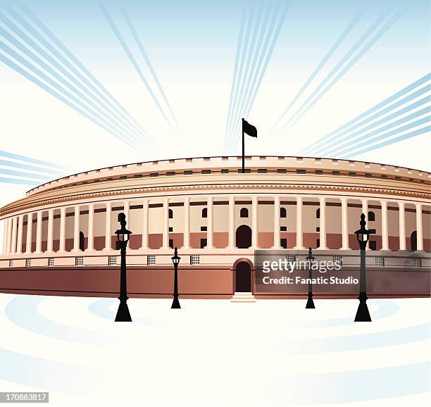 ilustrações de stock, clip art, desenhos animados e ícones de facade of a government building, sansad bhawan, new delhi, india - nova deli