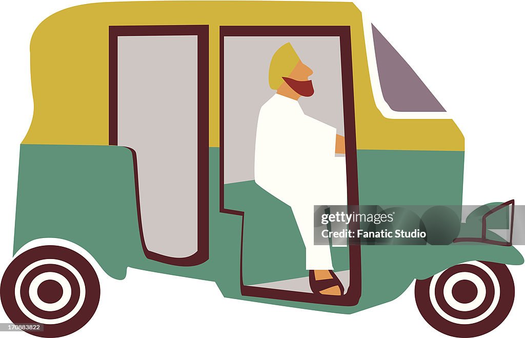 Close-up of an auto rickshaw, India