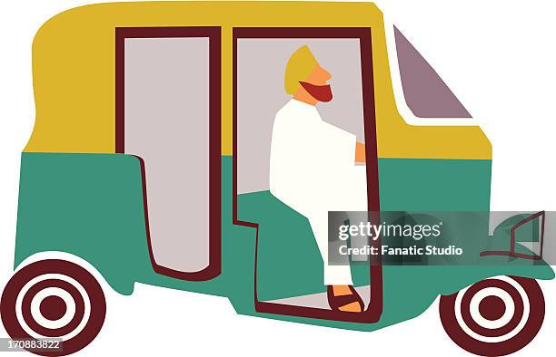 close-up of an auto rickshaw, india - trishaw stock illustrations