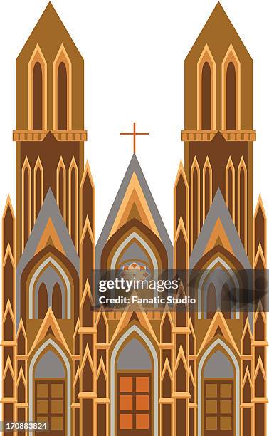 facade of a cathedral, cologne, germany - archbishop stock illustrations