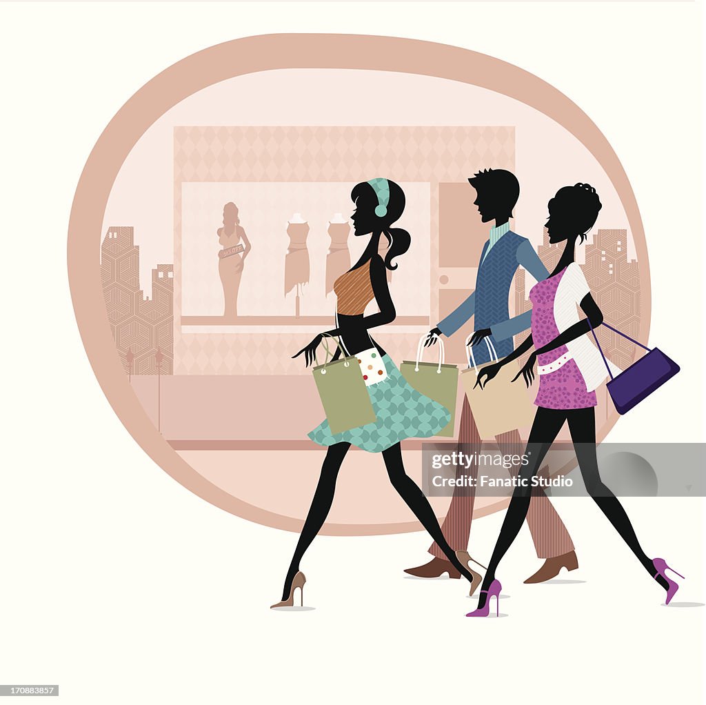 People out for shopping