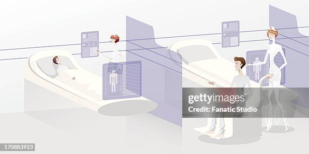hi-tech hospital - futuristic interior stock illustrations