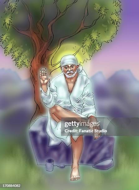 shirdi sai baba - sai baba stock illustrations