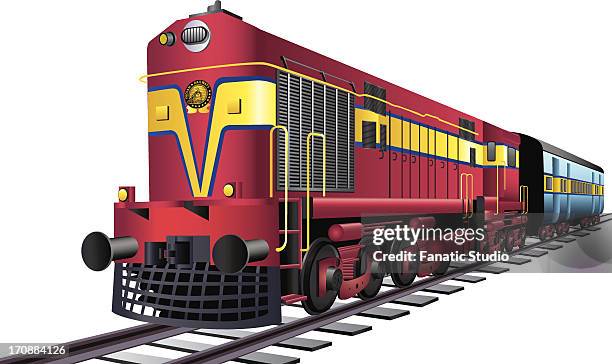 train on railroad tracks - go train stock illustrations