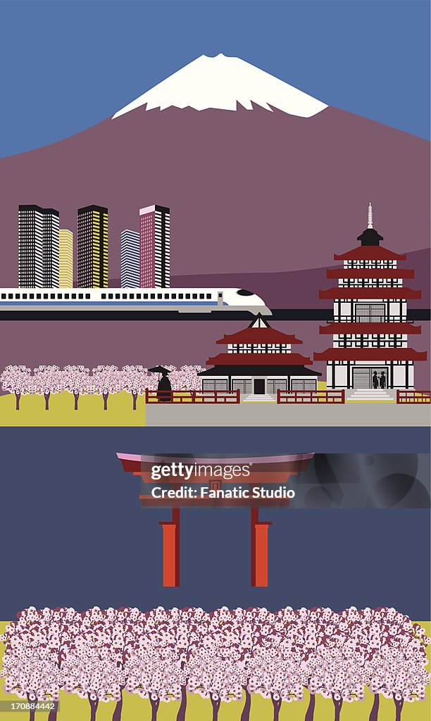 Collage of tourist attractions in Japan