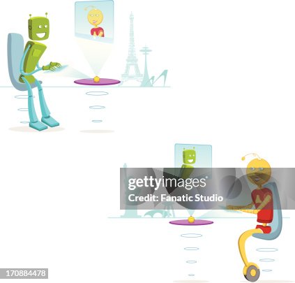 Two Robots Chating Two Robots Chatting Online High-Res Vector Graphic - Getty Images