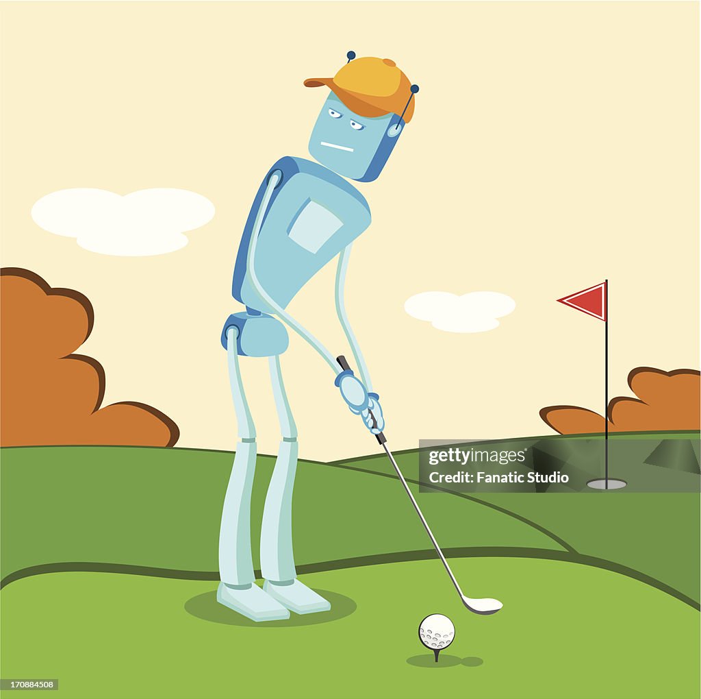 Robot playing golf