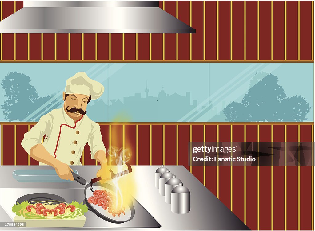 Male chef preparing food