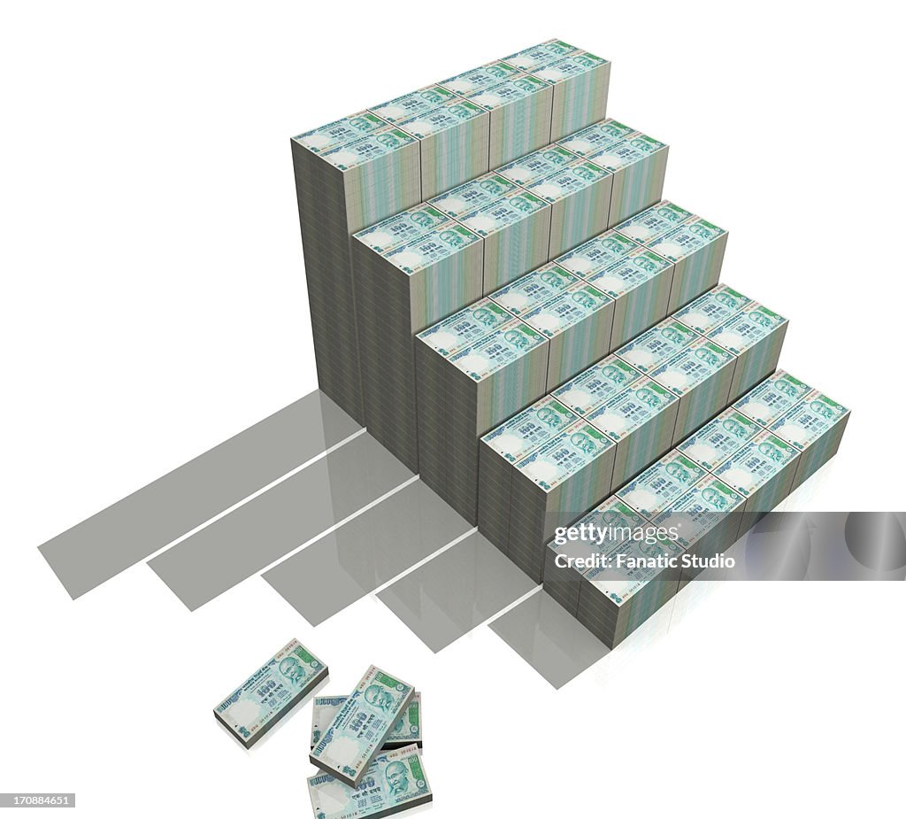 Notes Rupees Graph Indian Currency Note Steps Showing Bar Graph High-Res Vector Graphic ...
