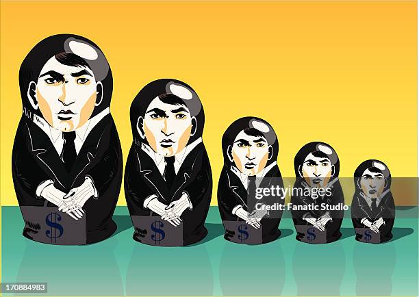 illustrations, cliparts, dessins animés et icônes de russian nesting dolls with businesspeople theme - poupées russes