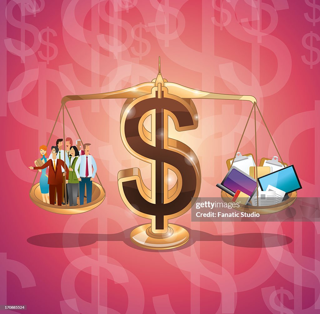 Dollar sign balancing business management