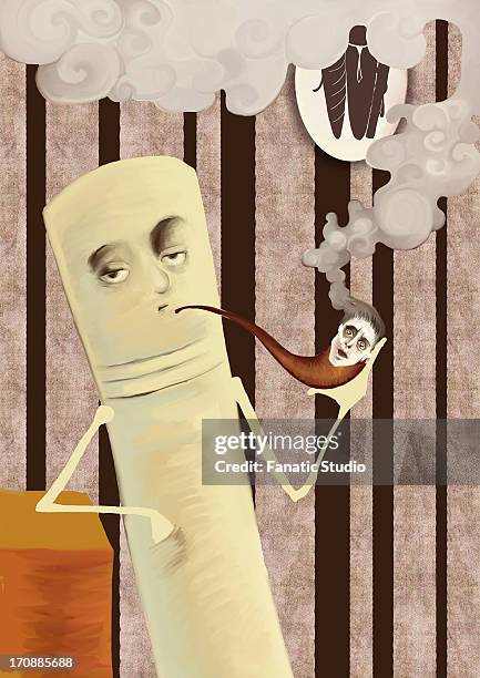 cigarette smoking away human in pipe - obsessive compulsive stock illustrations