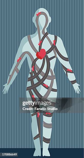 illustrative image of human diagram representing blood circulation of human body - blood flow 幅插畫檔、美工圖案、卡通及圖標