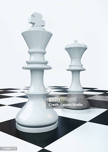 illustrative image of king and queen on chess board representing battle of sexes - queen chess piece stock illustrations