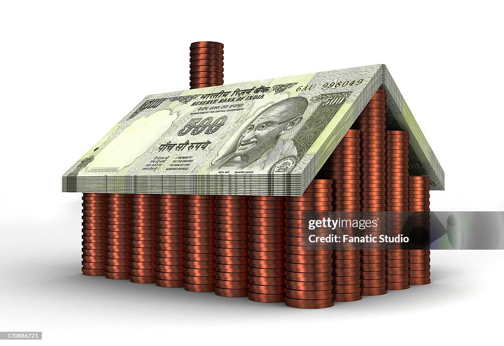 Illustrative image of house made with money representing loan