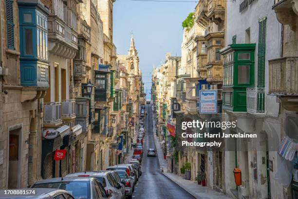 streets of valletta, capital of malta - valetta stock pictures, royalty-free photos & images