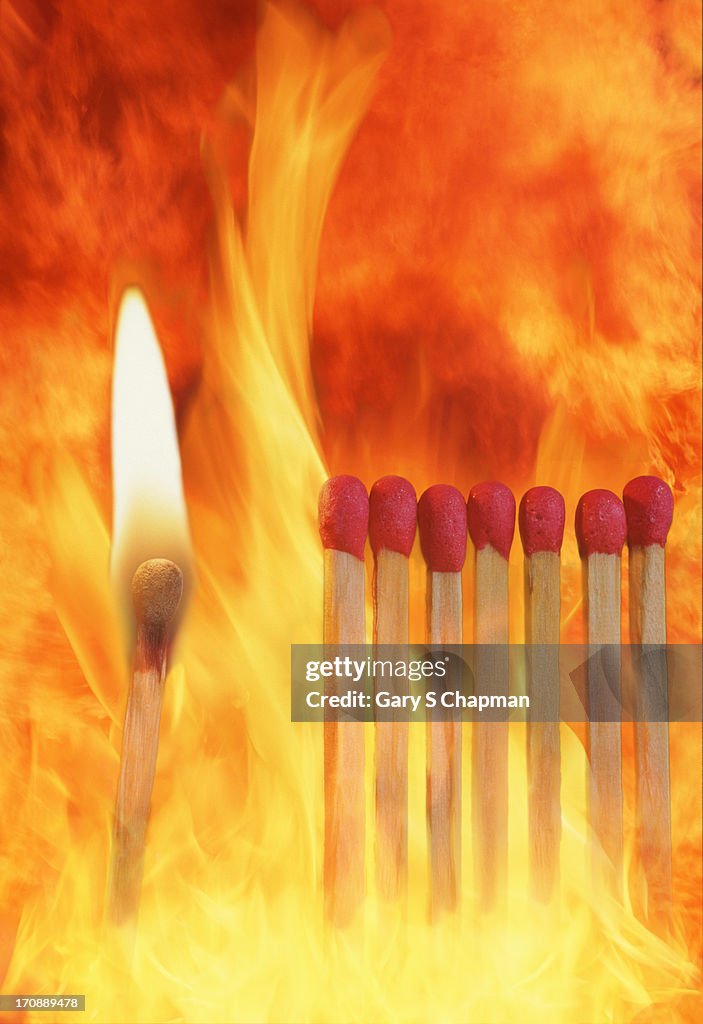 Match sticks catching fire