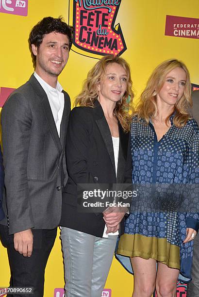 Jeremie Elkaim, Sylvie Testud and Lea Drucker attend the 'Fete du Cinema 2013' Press Conference at the Hotel Pershing Hall on June 19, 2013 in Paris,...