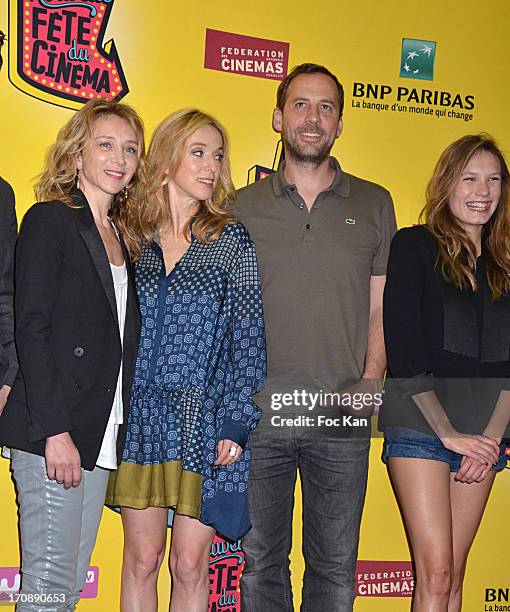 Sylvie Testud, Lea Drucker, Fred Testot and Ana Girardot attend the 'Fete du Cinema 2013' Press Conference at the Hotel Pershing Hall on June 19,...