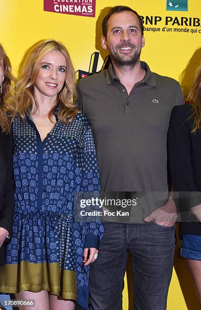 Lea Drucker and Fred Testot attend the 'Fete du Cinema 2013' Press Conference at the Hotel Pershing Hall on June 19, 2013 in Paris, France.