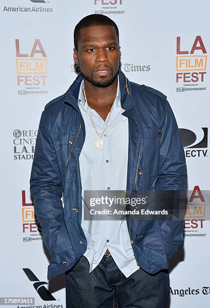 Executive producer Curtis "50 Cent" Jackson attends the "Tapia" premiere during the 2013 Los Angeles Film Festival at Regal Cinemas L.A. Live on June...