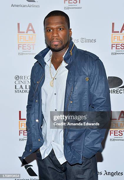 Executive producer Curtis "50 Cent" Jackson attends the "Tapia" premiere during the 2013 Los Angeles Film Festival at Regal Cinemas L.A. Live on June...