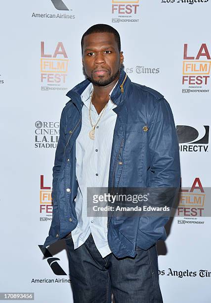 Executive producer Curtis "50 Cent" Jackson attends the "Tapia" premiere during the 2013 Los Angeles Film Festival at Regal Cinemas L.A. Live on June...