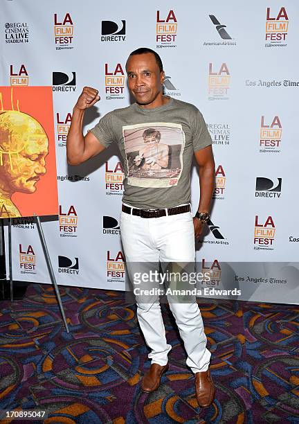 Boxer Sugar Ray Leonard attends the "Tapia" premiere during the 2013 Los Angeles Film Festival at Regal Cinemas L.A. Live on June 19, 2013 in Los...
