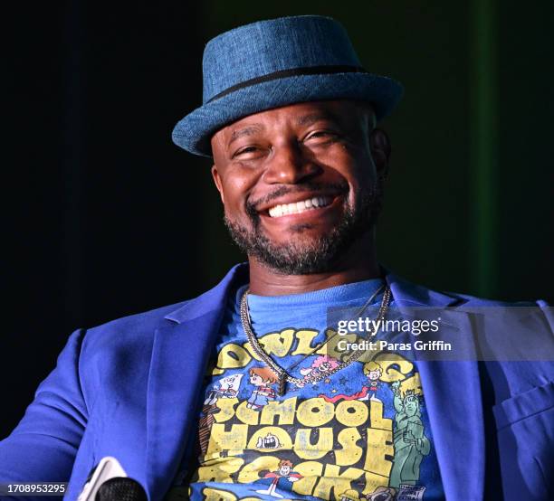 Taye Diggs speaks onstage during the 2023 A3C Conference at AmericasMart Atlanta on September 29, 2023 in Atlanta, Georgia.