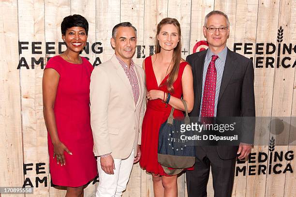 Laysha Ward, Rick Gomez, Lauren Bush Lauren, and Bob Aiken attend the Target FEED Collaboration launch at Brooklyn Bridge Park on June 19, 2013 in...