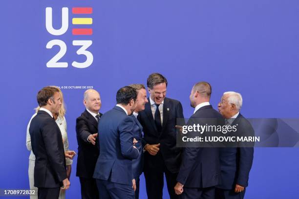 French President Emmanuel Macron, Germany's Chancellor Olaf Scholz, Cyprus' President Nikos Christodoulides, Luxembourg's Prime Minister Xavier...