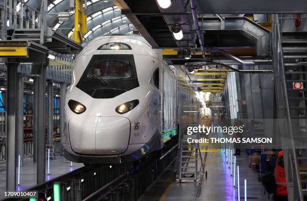 Photo shows a TGV "InOui" 2025, a new generation of the high speed TGV train conducted by French railway company SNCF and French engineering giant...