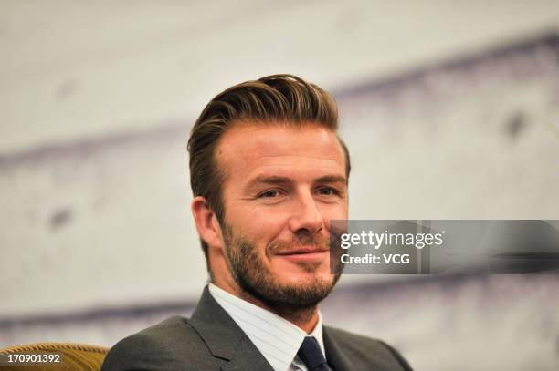 David Beckham attends a press conference at Regal International East Asia Hotel on June 20, 2013 in Shanghai, China.