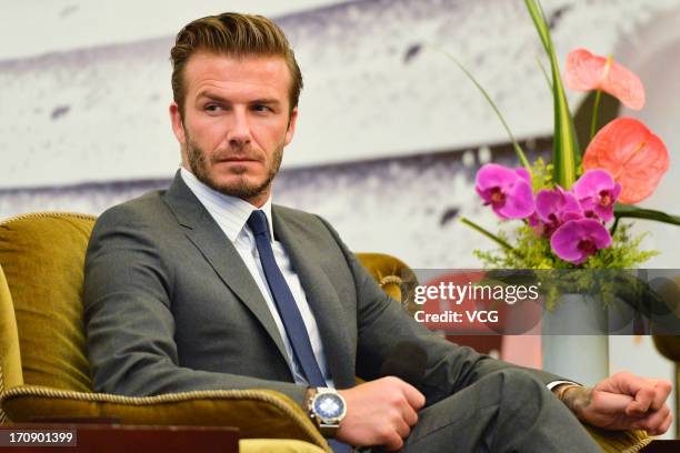 David Beckham attends a press conference at Regal International East Asia Hotel on June 20, 2013 in Shanghai, China.