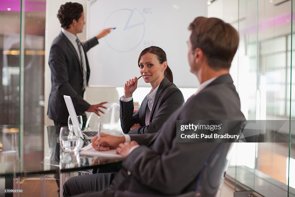 Businessman talking to co-workers in conference room