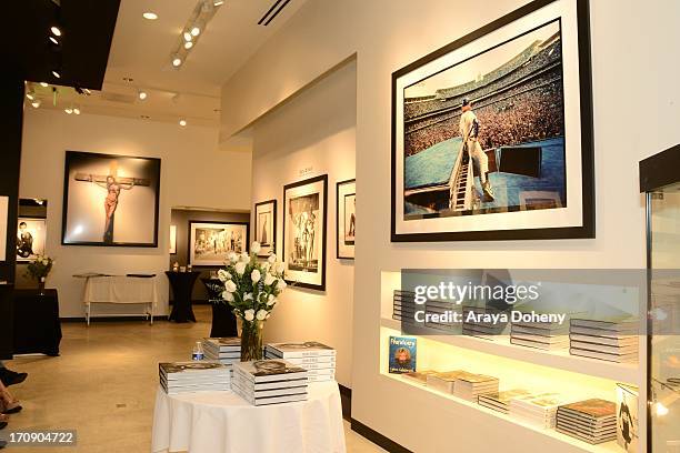 General view of atmosphere at a gallery exhibit of Terry O'Neill Presents The Opus: A 50 Year Retrospective at Mouche Gallery on June 19, 2013 in...