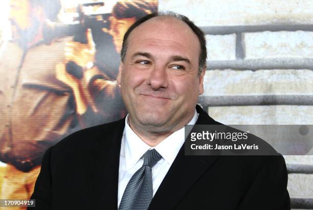 Actor James Gandolfini attends the premiere of 'Cinema Verite' at Paramount Theater on the Paramount Studios lot on April 11, 2011 in Hollywood,...