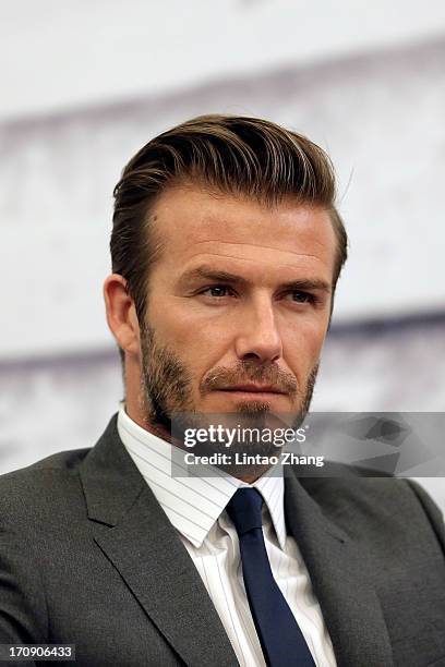 David Beckham attends a press conference at Regal International East Asia Hotel on June 20, 2013 in Shanghai, China.