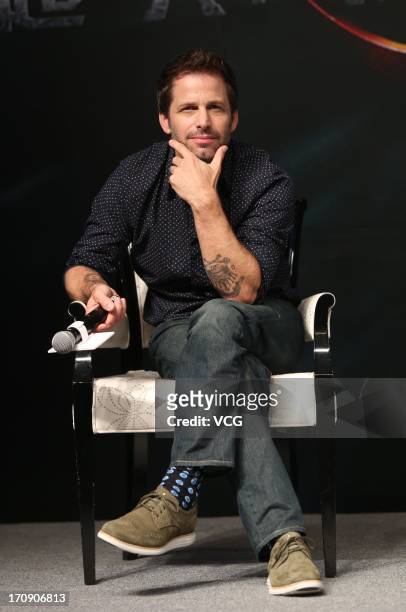Director Zack Snyder attends 'Man of Steel' press conference during the 16th Shanghai International Film Festival at Peninsula Hotel on June 20, 2013...