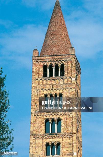 Campanile , Pomposa Abbey, Codigoro, Emilia-Romagna, Italy. Detail.