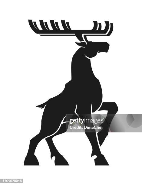 deer, stag, elk with stylized antlers - cut out vector silhouette - doe foot stock illustrations