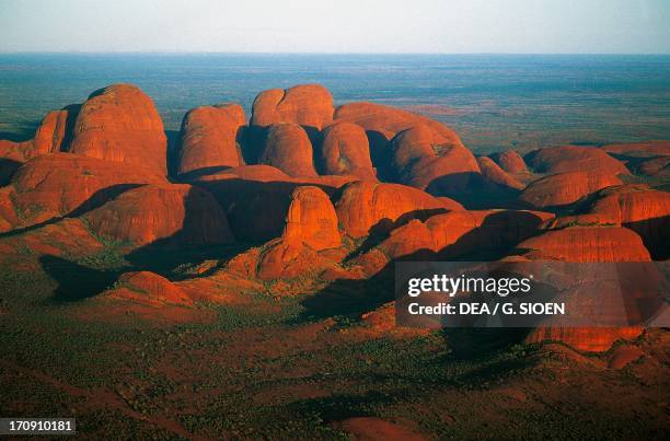 Mount Olga , rock formation consisting of several domes, Uluru-Kata Tjuta National Park , Northern Territory, Australia. Aerial.