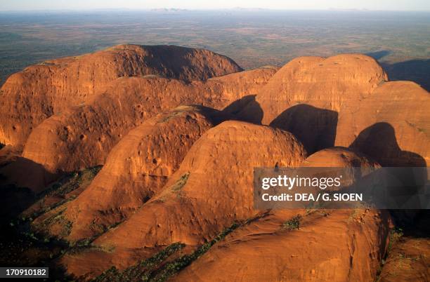 Mount Olga , rock formation consisting of several domes, Uluru-Kata Tjuta National Park , Northern Territory, Australia. Aerial.