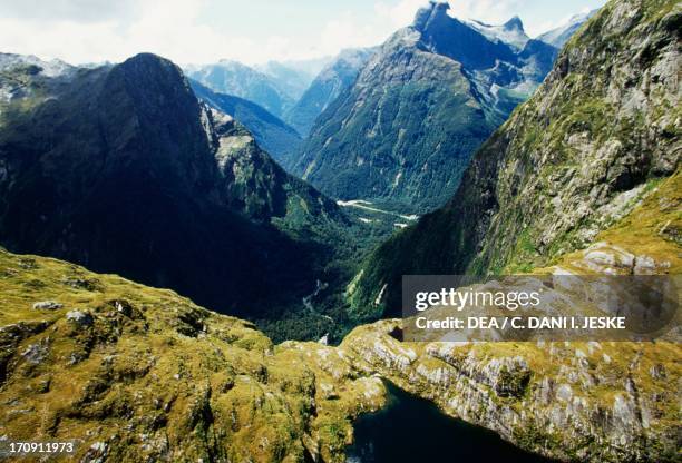 Milford Track seen from Lake Quill, Fiordland National Park, Westland National Park , South Island, New Zealand.