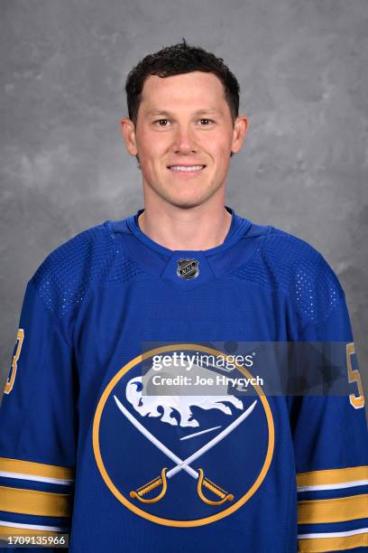 Jeff Skinner of the Buffalo Sabres poses for his official headshot for the 2023-2024 season on September 20, 2023 at the KeyBank Center in Buffalo,...