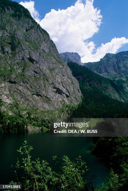 Landscape, Obersee lake, Berchtesgaden National Park , Bavaria, Germany.