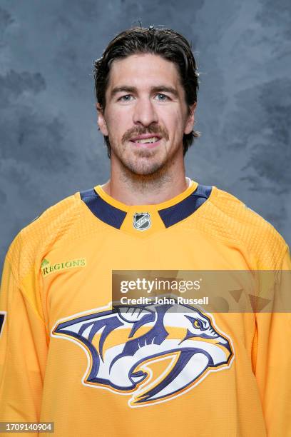 Ryan McDonagh of the Nashville Predators poses for his official headshot for the 2023-2024 season on September 20, 2023 at Bridgestone Arena in...